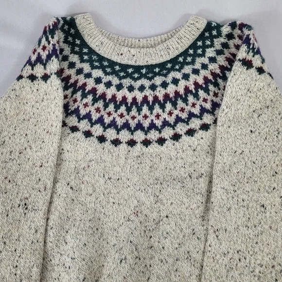 Vintage Northern Reflections Fair Isle Wool Sweater Large Nordic Knit Pullover - Picture 14 of 15